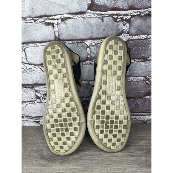 Ecco Flowt 2 Black Gray Leather Strappy Slip On Comfort Sandals Women Sz 39EU/8M - Picture 8 of 16